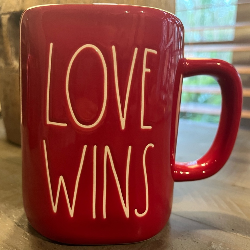 Rae Dunn Red Ceramic Mug - Love Wins